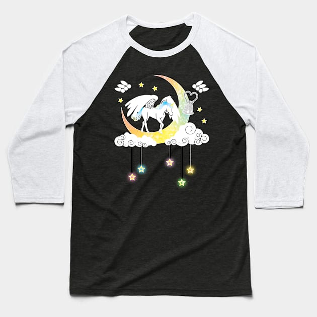 Moonlight Pegasus Baseball T-Shirt by Maggieful Designs